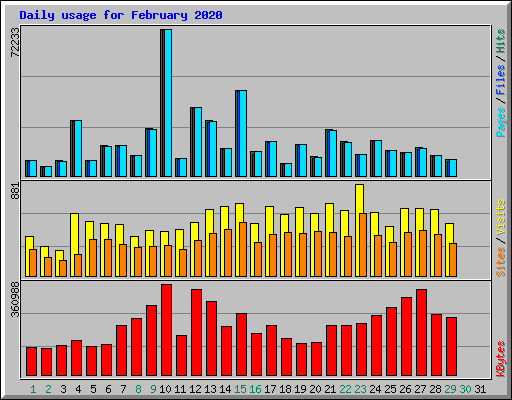 Daily usage for February 2020