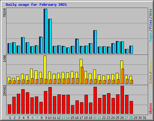 Daily usage for February 2021