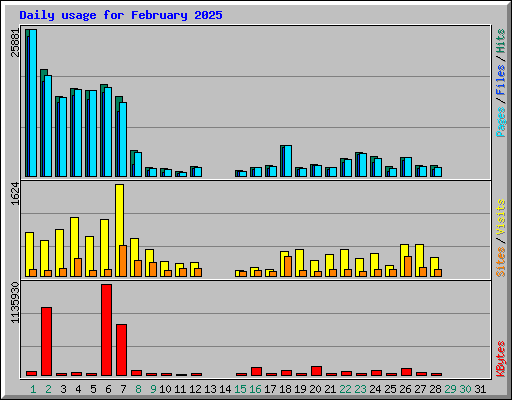 Daily usage for February 2025