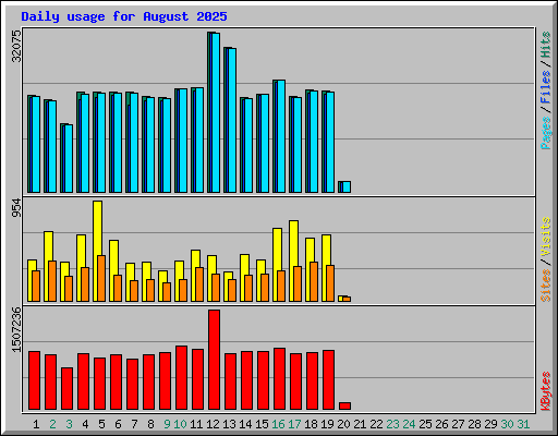 Daily usage for August 2025