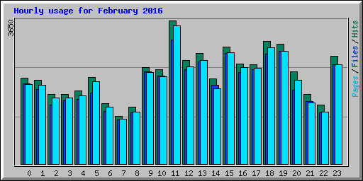 Hourly usage for February 2016