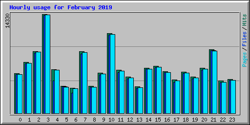 Hourly usage for February 2019